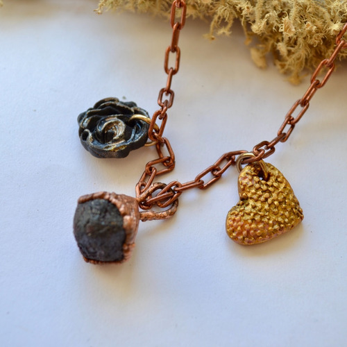 Imagen 6 de 10 de Collar Minimalista De Granate Con Cadena De Cobre, Cod1