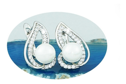 Aretes Pendientes Perlas Oro 18k Dama Compromiso Lujo