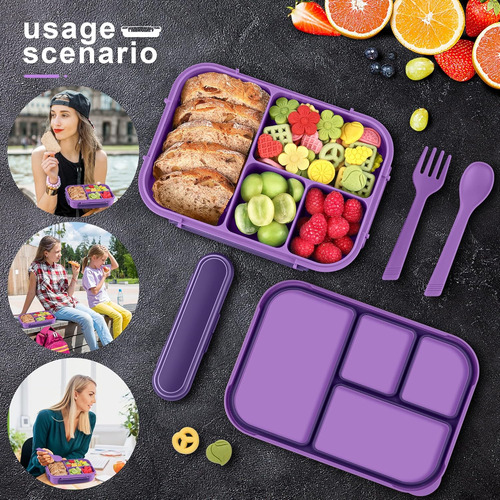 Caja Bento Para Adultos Y Niños, A Prueba De Fugas, 4 Compar