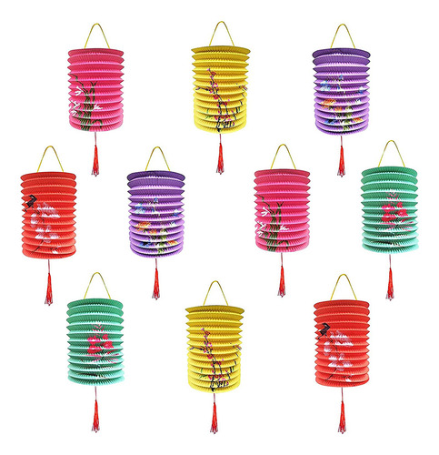 Linternas De Papel, 10 Unidades, Coloridas, Para Colgar En N