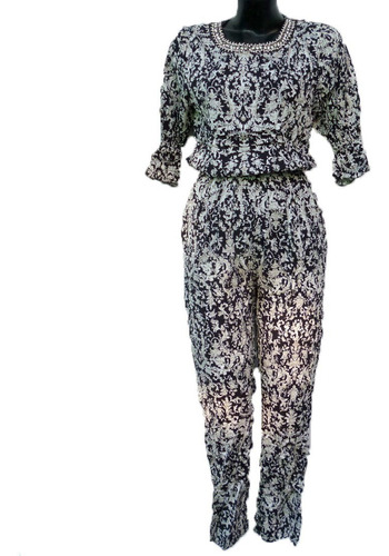 Jumpsuit Jumper, Palazzo Estampado Flores Con Collar Y Manga