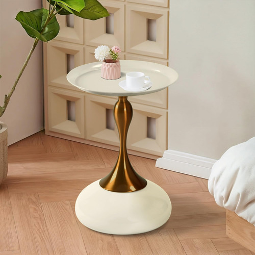Mesa Auxiliar Dorada Decorativa Moderna Para Sala O Recámara