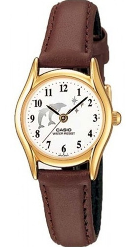 Reloj Casio Ltp1094 7b9 Mujer Correa Piel Marrón Fondo Blanco LTP-1094Q-7B9