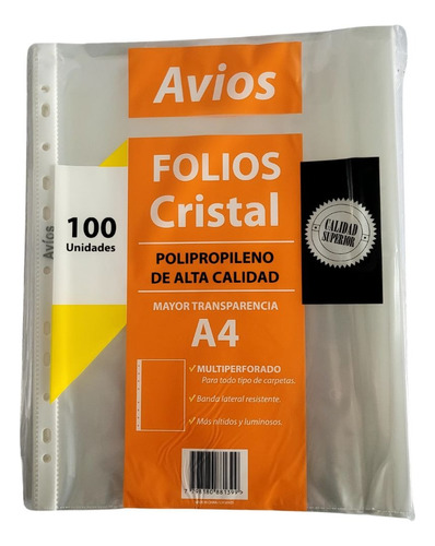 Folios A4 40 Micrones Pack X 100 Unidades Avios