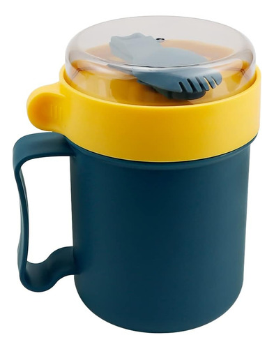Taza Para El Desayuno Apta Para Microondas Con Tapa Y Cuchar