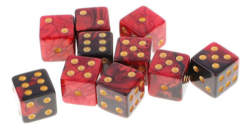 10 Piezas De Seis D6 Dados D6 Dados Digitales Negro Rojo