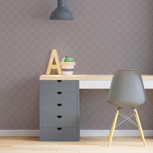 Imagem 2 de 4 de Papel De Parede Adesivo Azulejos Liso Cinza N06017 Rolo De 0