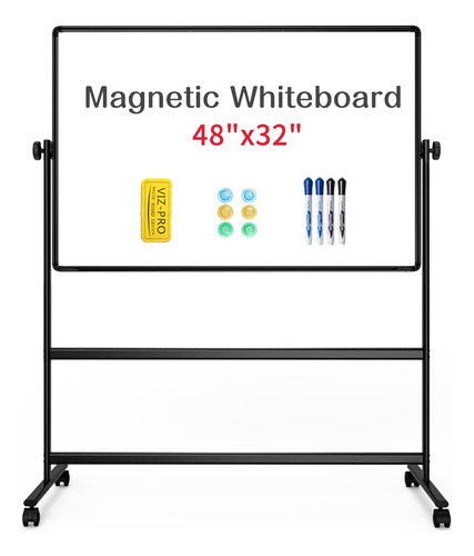 Viz-pro Pizarra Blanca Magnetica Doble Cara 48 X 32  Altura