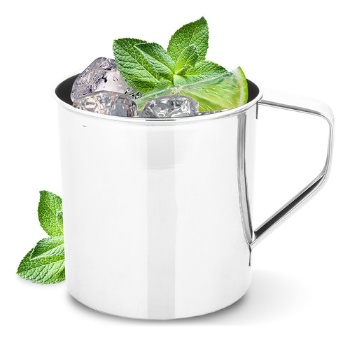 Caneca Aço Inox 250ml Café Chá Luxo - Dolce Home Cor Prata Redonda