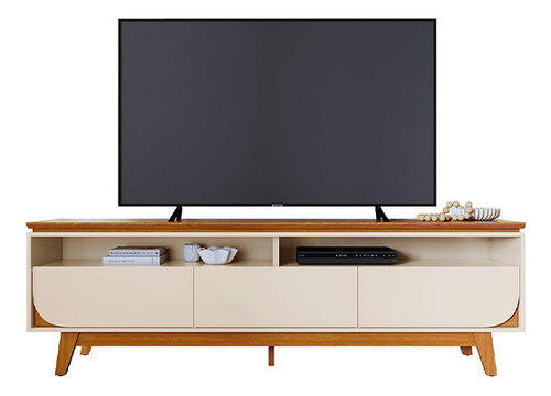 Mueble Tv Hasta 75 Selene De Mdp Diseño Moderno Con Cajones Cinamomo/off White