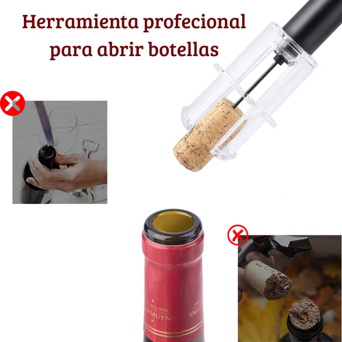 Abridor De Vino, Saca Corchos Aguja De Acero Inoxidable Bom Negro