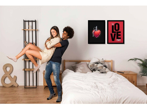 Set de 2 marcos decorativos con forma de corazón, granate, El poder del amor
