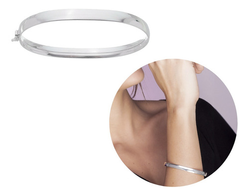 Bracelete Feminino Prata 925 Pulseira Aro Grosso