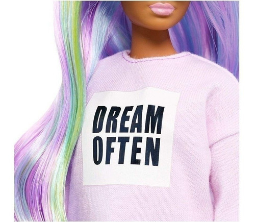Imagem 3 de 7 de Barbie Fashionista 136 Cabelo Longo Arcoíris Ms Sj