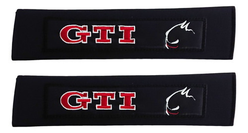 Par (2) Almohadillas Para Cinturón Auto Vw Gti Logo Rojo