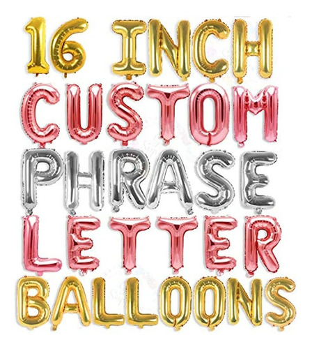 Globos De Letras  Frase Personalizada 16.0 in Letras Y Núme