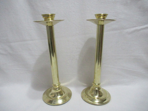 Antiguo Par Candelabros Bronce Estilo Georgiano 28 Cm Alto