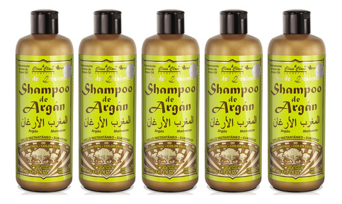  Kit 5 Shampoo Argan Hidrata Y Repara Vegano Sin Sal 950ml