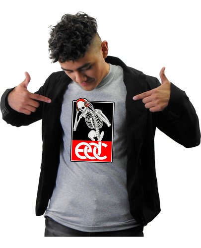 Playera Gris Manga Corta Edc Con Estampado Ropa Moderna 