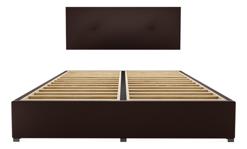 Cama Recamara Base Box Cabecera Urban Chocolate Queen Size Color Marrón