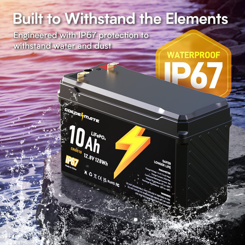 Batería De Litio Lifepo4 Goldenmate 12v 10ah 5000+ Ciclos Ip