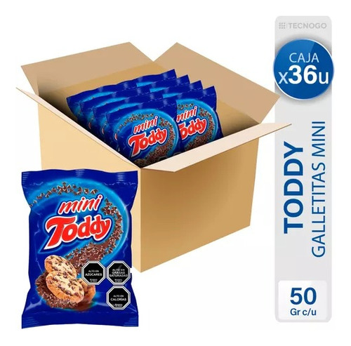 Galletitas Toddy Mini Con Chips Chocolate Caja 36u