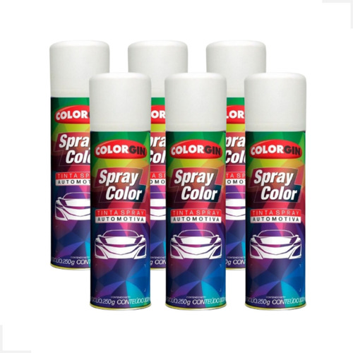 Kit Tinta Spray Automotivo Colorgin Branco Fosco C/ 6