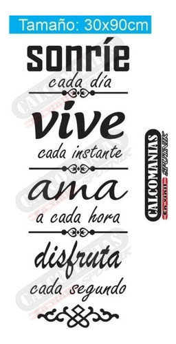 Vinil Decorativo Frase Sonríe, Vive, Ama, Disfruta 