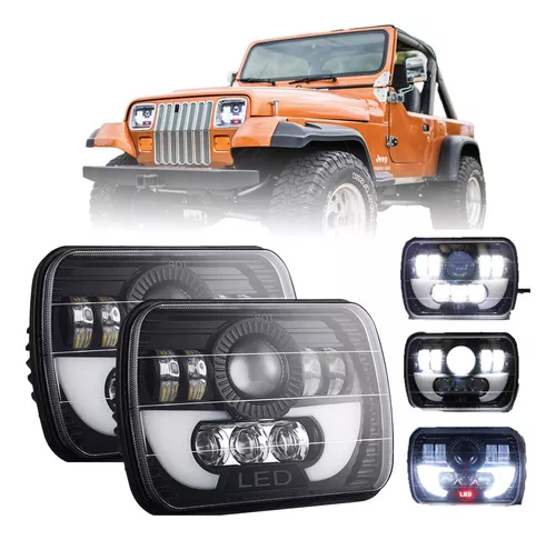  Par de faros LED delanteros cuadrados 5 x 7 pulgadas. Faros con  haz de luz alto/bajo para jeep Wrangler YJ, Cherokee XJ y camionetas 4X4  todo terreno : Automotriz