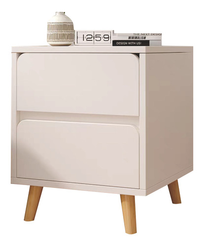 Buró Blanco Minimalista 2 Cajones Madera Maciza 46cm Blanco