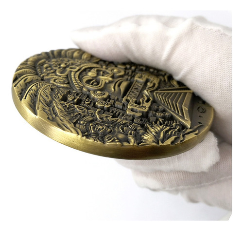 Moneda Con Medallón De Bronce De La Profecía Maya De 80 Mm D