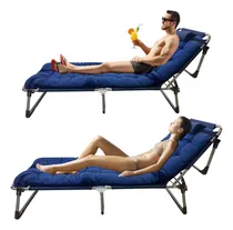Comprar Reposera Acolchonada Plegable Exterior Camastro Promo X2 Color Azul