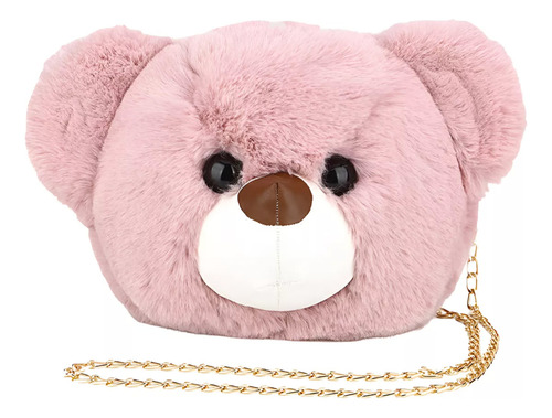 Bolsa Cabeza De Oso Bandolera Crossbody Afelpada Con Cadena