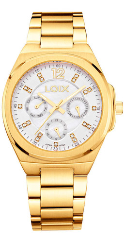 Reloj Loix Mujer L1246-1 Dorado Con Tablero Blanco