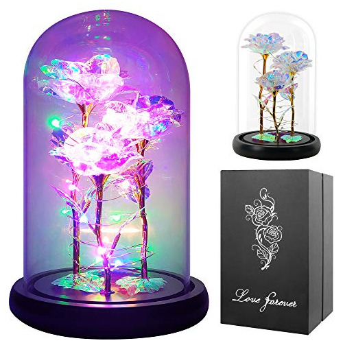 3 Coloridas Flores Artificiales Rose Gift Light Up Rose...