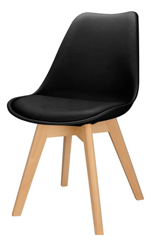 Cadeira Charles Eames Leda Design Wood Estofada Base Madeira