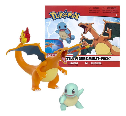 Figura Battle Charizard Vs Squirtle Pokémon Original 