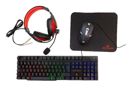 Kit Combo Gamer Teclado Mouse Auricular Pad Combo 4 En 1 