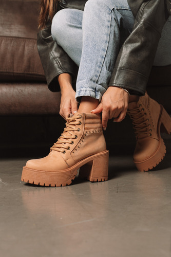 Borcegos Mujer Cuero Taco Alto Plataforma Botas Moda Romi