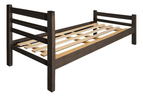 Cama Simple Dormitorio 1 Plaza 80 X 190 Cm Color Nogal