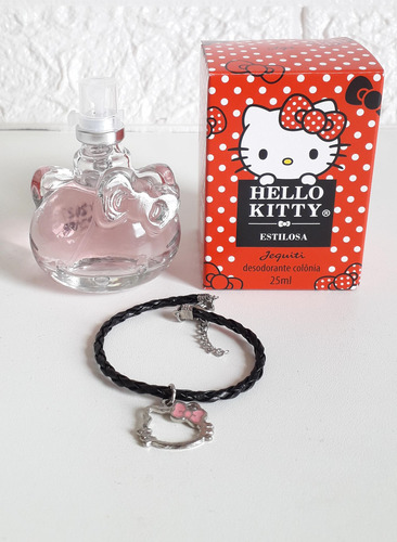 Presente Kit Hello Kitty Estilosa Desodorante Colônia Jequiti 25 Ml + Pulseira + Caixa + Laço + Seda