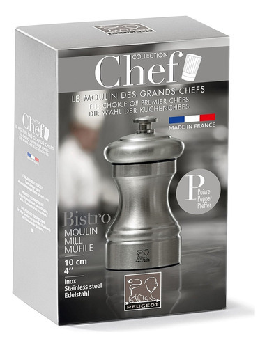 Molinillo Salero De Acero Inoxidable Peugeot Chef 10cm