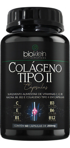Colágeno Tipo 2 60 Cápsulas C/ Vit C E B1 B3 B6 B12 Bioklein