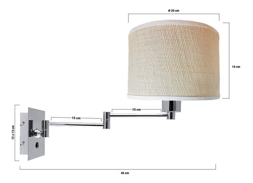 Imagen 3 de 10 de Apliques Pared 2 Veladores Modernos Pantalla Arpillera Led