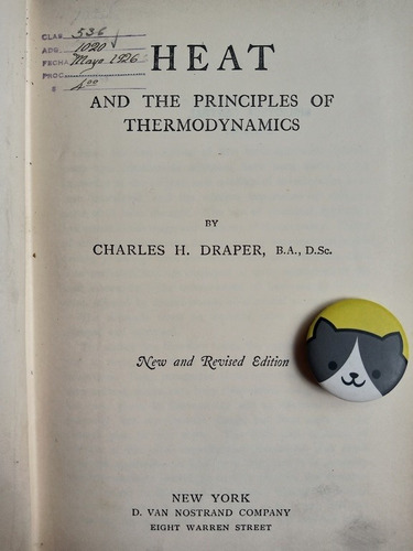 Libro Heat And The Principles Of Thermodynamics Draper 116r9