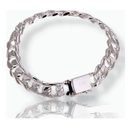 Pulsera Chapa Plata Con Broche De Caja Premium Hombre/mujer