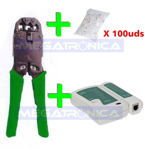 Combo X3 Pinza Crimpeadora Triple + Rj45 X 100u + Tester Red