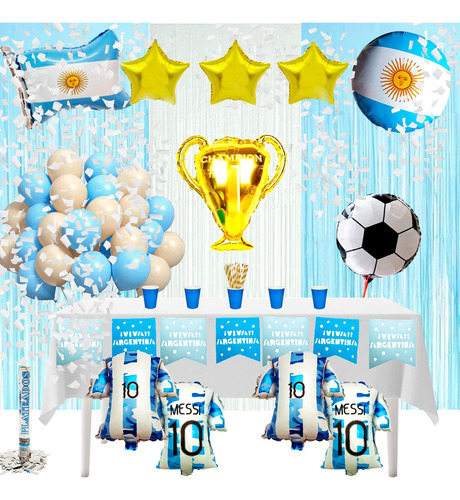 Imagen 1 de 3 de Kit Combo Mundial Seleccion Argentina Globo Campeon 