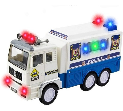 Caminhão Policia Policial Com Sons E Luzes 3d Bate E Volta