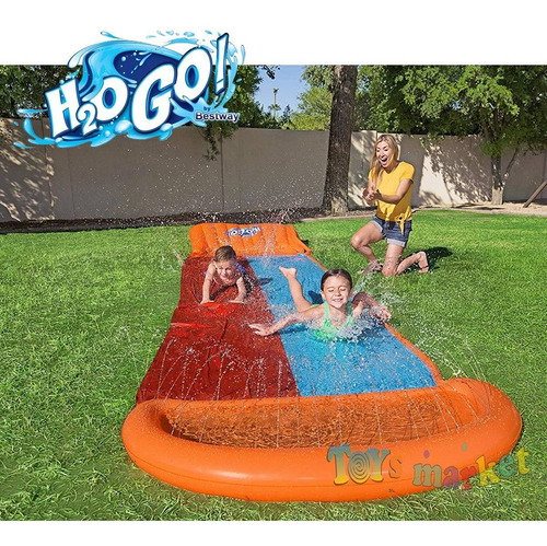 Imagen 3 de 10 de Deslizador Doble De Agua H2o De 5,50 Metros Tobogan Bestway
